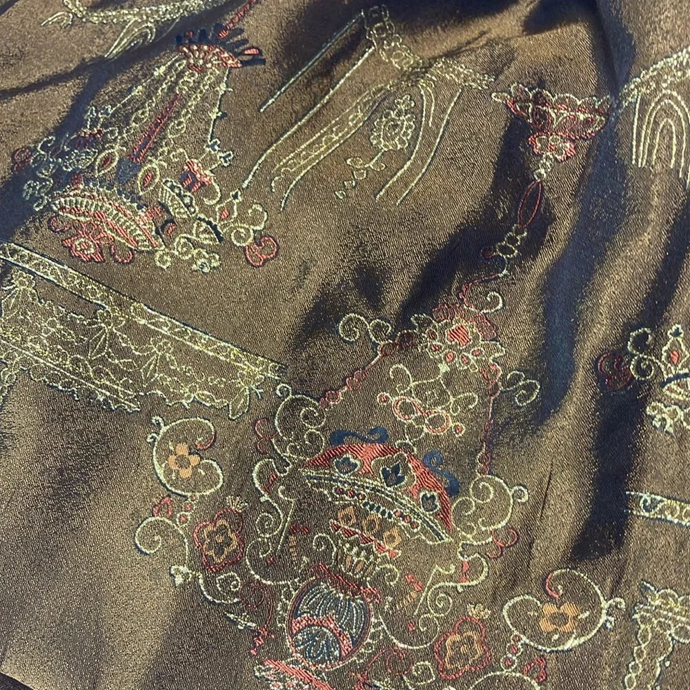 Herve Leger Metallic Brown Embroidered Midi A-Line Skirt - Picture 3 of 4